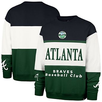 Men's '47 Green Atlanta Braves Tee Up Maximalist Fleece Sweatshirt