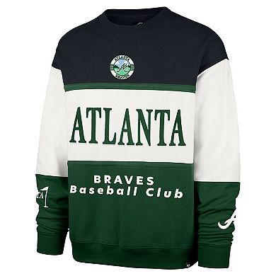 Men's '47 Green Atlanta Braves Tee Up Maximalist Fleece Sweatshirt