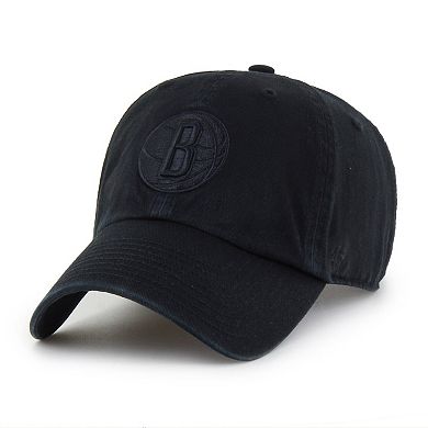 Men's '47 Brooklyn Nets Black on Black Clean Up Adjustable Hat