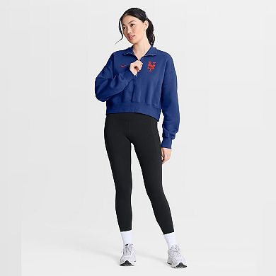 Women's Nike Royal New York Mets Primetime Phoenix Fleece Half-Zip Sweatshirt
