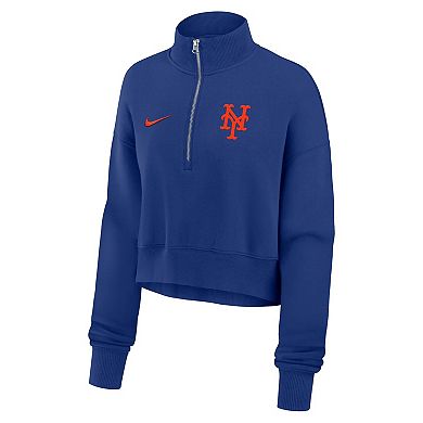 Women's Nike Royal New York Mets Primetime Phoenix Fleece Half-Zip Sweatshirt