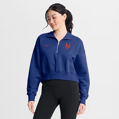 Women's Nike Royal New York Mets Primetime Phoenix Fleece Half-Zip Sweatshirt