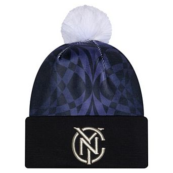 Men's New Era Black New York City FC 2026 Jersey Hook Cuffed Knit Hat with Pom