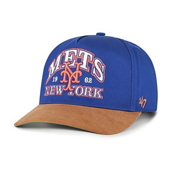 Men's '47 Royal/Brown New York Mets Cooperstown Break Wood Suede Hitch Adjustable Hat