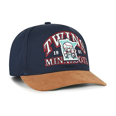 Men's '47 Navy/Brown Minnesota Twins Cooperstown Break Wood Suede Hitch Adjustable Hat
