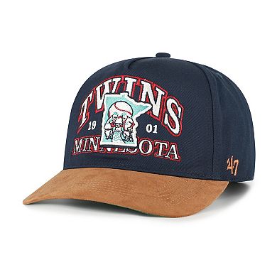 Men's '47 Navy/Brown Minnesota Twins Cooperstown Break Wood Suede Hitch Adjustable Hat