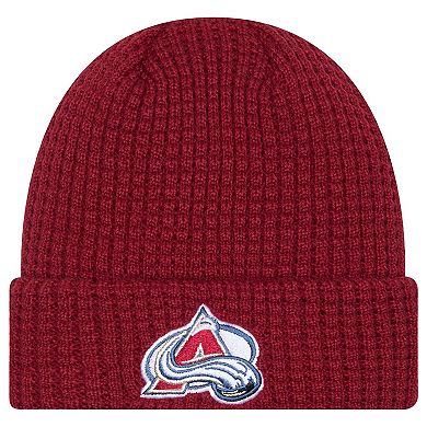 Men's New Era Burgundy Colorado Avalanche Waffle Cuffed Knit Hat