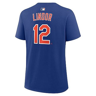 Women's Nike Francisco Lindor Royal New York Mets Name & Number T-Shirt