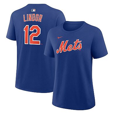 Women's Nike Francisco Lindor Royal New York Mets Name & Number T-Shirt