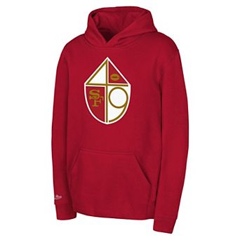 Youth Mitchell & Ness Scarlet San Francisco 49ers Retro Logo Retro Logo Hoodie
