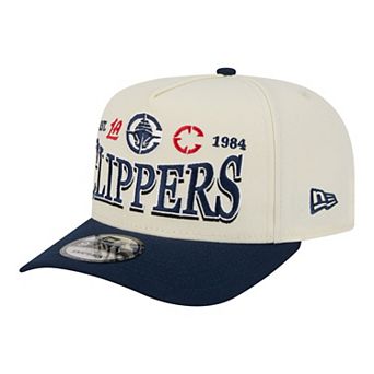 Men's New Era Cream/Navy LA Clippers Stretched 2-Tone A-Frame 9FIFTY Adjustable Hat