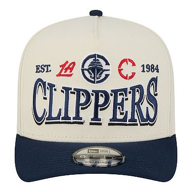 Men's New Era Cream/Navy LA Clippers Stretched 2-Tone A-Frame 9FIFTY Adjustable Hat