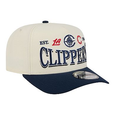 Men's New Era Cream/Navy LA Clippers Stretched 2-Tone A-Frame 9FIFTY Adjustable Hat
