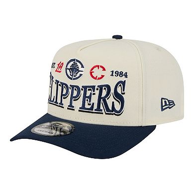 Men's New Era Cream/Navy LA Clippers Stretched 2-Tone A-Frame 9FIFTY Adjustable Hat