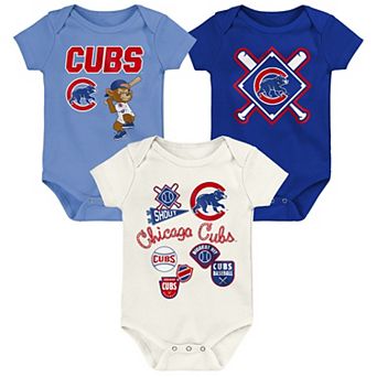 Newborn Outerstuff Chicago Cubs Home Plate 3 pc Creeper Set