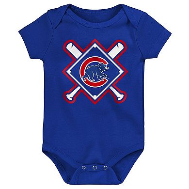Newborn Outerstuff Chicago Cubs Home Plate 3-Piece Creeper Set