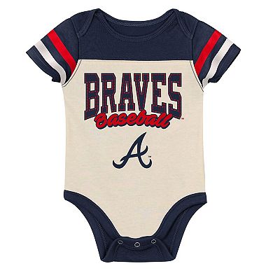 "Newborn Outerstuff Navy Atlanta Braves Up One Three-Piece Bodysuit, Bib & Booties Set"
