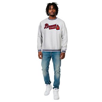 Men's Champion Heather Gray Atlanta Braves Reverse Weave Sweatshirt