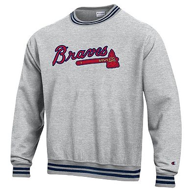 Men's Champion Heather Gray Atlanta Braves Reverse Weave Sweatshirt
