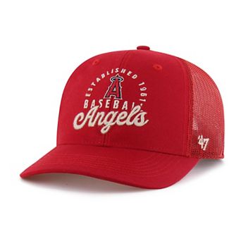 Men's '47 Red Los Angeles Angels Pitstop Trucker Adjustable Hat