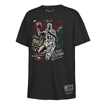 Youth Mitchell & Ness Dennis Rodman Black Chicago Bulls Chalked Up T-Shirt
