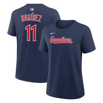 Women's Nike Jos̩ Ram _rez Navy Cleveland Guardians Name & Number T-Shirt