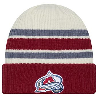 Men's New Era Cream/Burgundy Colorado Avalanche Vintage Cuffed Knit Hat