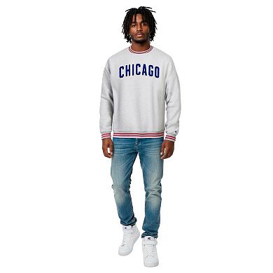 Men's Champion Heather Gray Chicago Cubs Reverse Weave Sweatshirt
