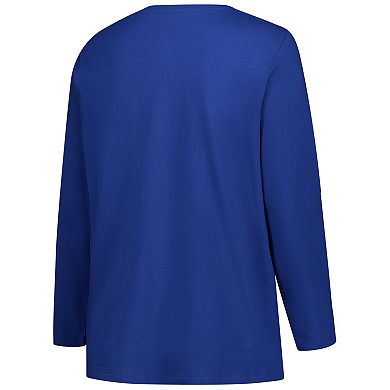 Women's Fanatics Royal Denver Broncos Plus Size Primary Logo Long Sleeve T-Shirt