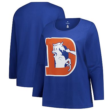 Women's Fanatics Royal Denver Broncos Plus Size Primary Logo Long Sleeve T-Shirt
