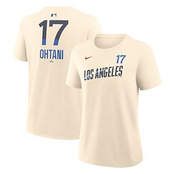 Women's Nike Shohei Ohtani Natural Los Angeles Dodgers City Connect Name & Number T-Shirt