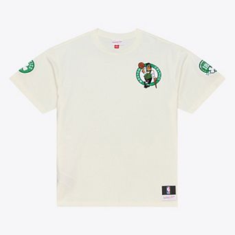 Men's Mitchell & Ness Cream Boston Celtics Hardwood Classics Chainstitch Premium T-Shirt