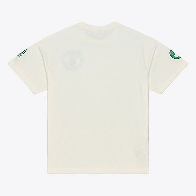 Men's Mitchell & Ness Cream Boston Celtics Hardwood Classics Chainstitch Premium T-Shirt