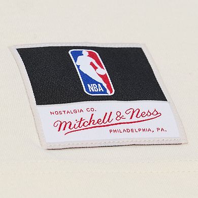Men's Mitchell & Ness Cream Boston Celtics Hardwood Classics Chainstitch Premium T-Shirt