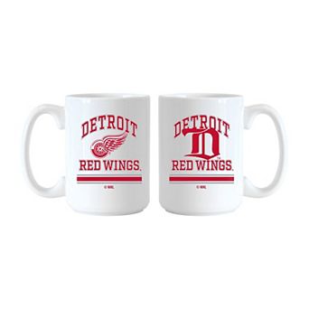 Logo Brands Detroit Red Wings 15oz. Current & Throwback Mug Set