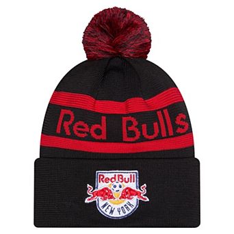 Men's New Era Black New York Red Bulls 2026 Jersey Hook Cuffed Knit Hat with Pom