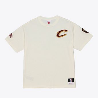 Men's Mitchell & Ness Cream Cleveland Cavaliers Hardwood Classics Chainstitch Premium T-Shirt