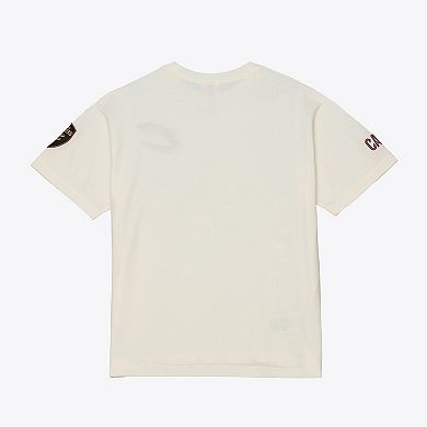 Men's Mitchell & Ness Cream Cleveland Cavaliers Hardwood Classics Chainstitch Premium T-Shirt