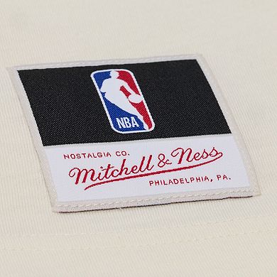 Men's Mitchell & Ness Cream Cleveland Cavaliers Hardwood Classics Chainstitch Premium T-Shirt