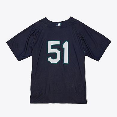 Men's Mitchell & Ness Ichiro Suzuki Navy Seattle Mariners Big & Tall Cooperstown Mesh Batting Practice Jersey