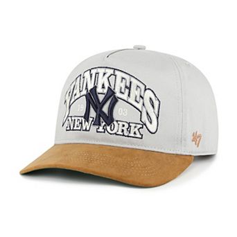 Men's '47 Gray/Brown New York Yankees Cooperstown Break Wood Suede Hitch Adjustable Hat