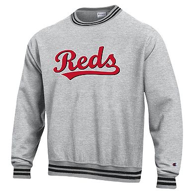 Men's Champion Heather Gray Cincinnati Reds Reverse Weave Sweatshirt