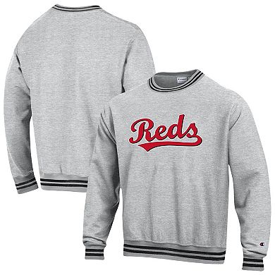 Men's Champion Heather Gray Cincinnati Reds Reverse Weave Sweatshirt