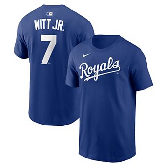 Men's Nike Bobby Witt Jr. Royal Kansas City Royals Name & Number T-Shirt