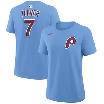 Women's Nike Trea Turner Light Blue Philadelphia Phillies Name & Number T-Shirt