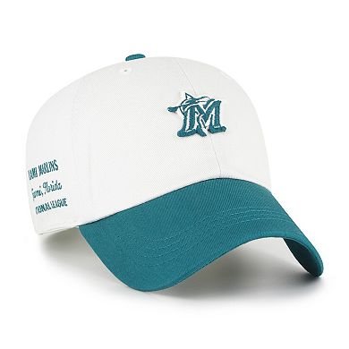 Men's '47 White/Teal Miami Marlins Contemporary Tonal Clean Up Adjustable Hat