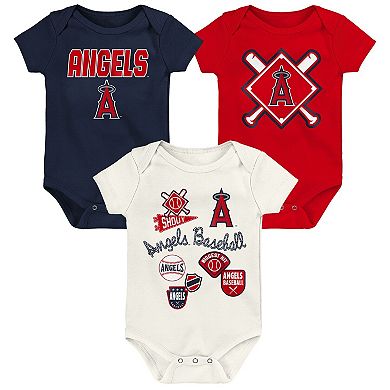 Newborn Outerstuff Los Angeles Angels Home Plate 3-Piece Creeper Set