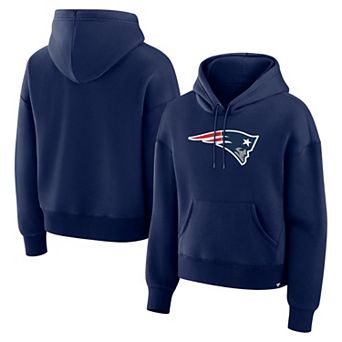 Women's Fanatics Navy New England Patriots Relaxed High Hip Essential Legacy Hoodie