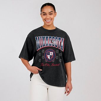Women's WEAR by Erin Andrews Black Minnesota Twins Oversized Boyfriend T-Shirt