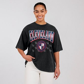 Women's WEAR by Erin Andrews Black Cleveland Guardians Oversized Boyfriend T-Shirt